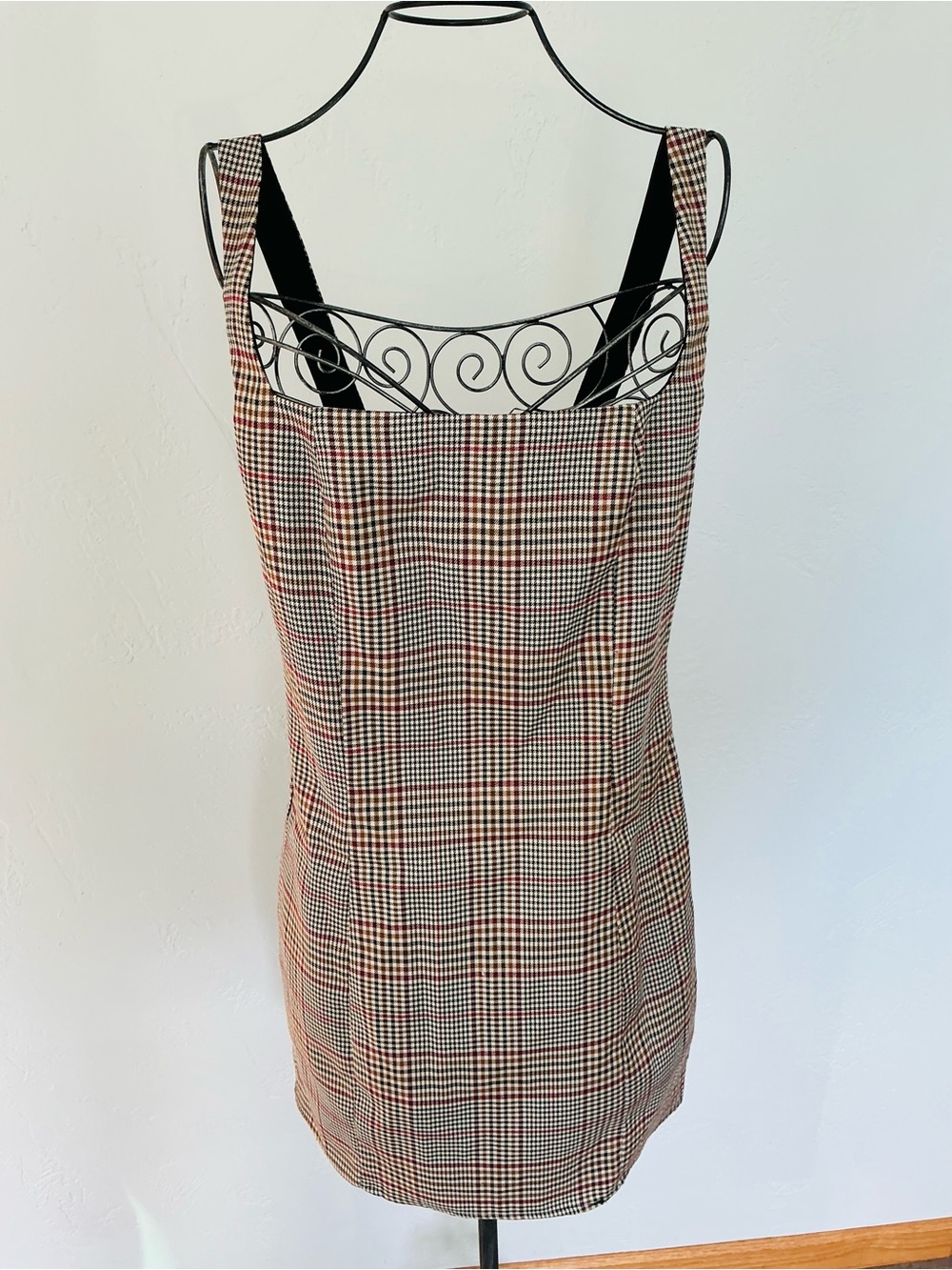 Aqua Plaid Square-Neck Mini Jumper